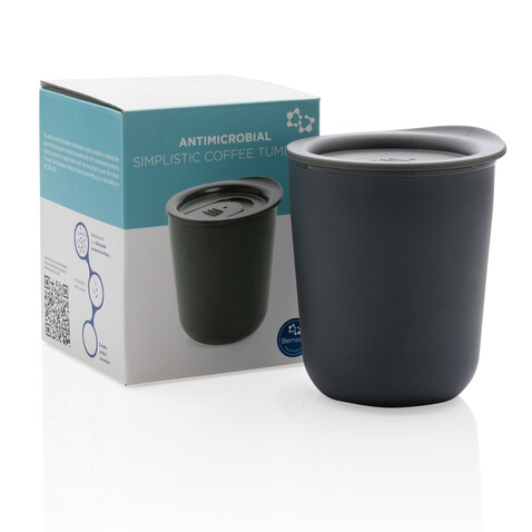 Antimikrobieller Kaffeebecher im klassischen Design grau bedrucken, Art.-Nr. P432.092 Antimikrobieller Kaffeebecher im klassischen Design grau bedrucken, Art.-Nr. P432.092