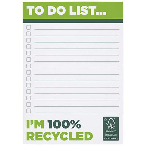 Desk-Mate® A6 recycelter Notizblock, weiss bedrucken, Art.-Nr. 21282011