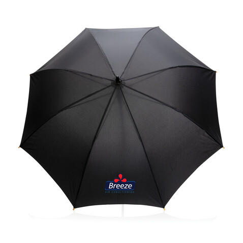 23" Impact AWARE™ RPET 190T Auto-Open Bambus-Schirm schwarz bedrucken, Art.-Nr. P850.651