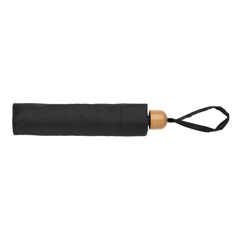 20.5" Impact AWARE™ RPET 190T Pongee Bambus Mini-Schirm schwarz bedrucken, Art.-Nr. P850.571