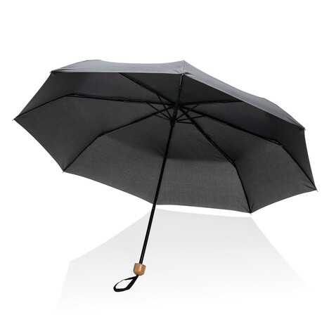 20.5" Impact AWARE™ RPET 190T Pongee Bambus Mini-Schirm schwarz bedrucken, Art.-Nr. P850.571