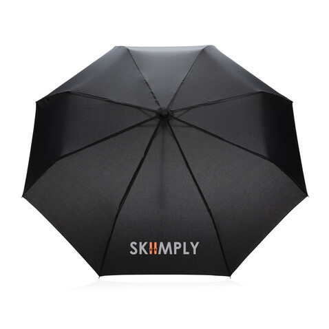 20.5" Impact AWARE™ RPET 190T Pongee Bambus Mini-Schirm schwarz bedrucken, Art.-Nr. P850.571