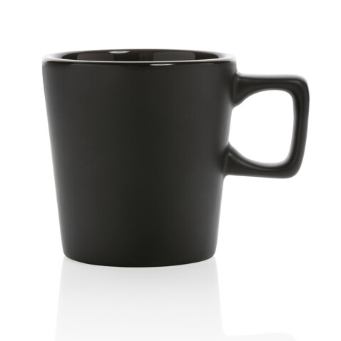 Moderne Keramik Kaffeetasse, 300ml schwarz, schwarz bedrucken, Art.-Nr. P434.051 Moderne Keramik Kaffeetasse, 300ml schwarz, schwarz bedrucken, Art.-Nr. P434.051