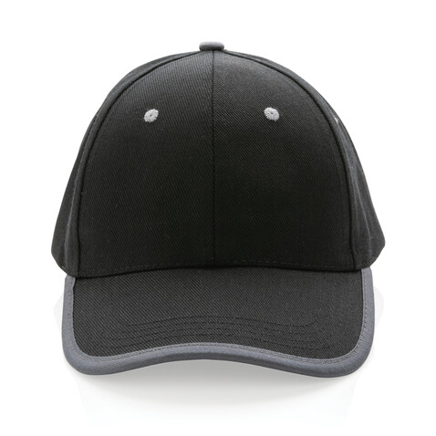 Impact AWARE™ 280gr Brushed rCotton 6 Panel Kontrast-Cap schwarz bedrucken, Art.-Nr. P453.361 Impact AWARE™ 280gr Brushed rCotton 6 Panel Kontrast-Cap schwarz bedrucken, Art.-Nr. P453.361