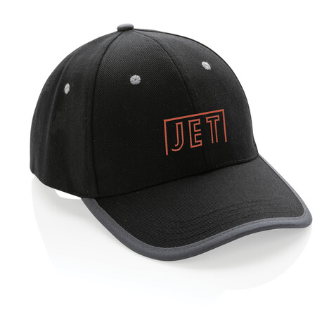 Impact AWARE™ 280gr Brushed rCotton 6 Panel Kontrast-Cap schwarz bedrucken, Art.-Nr. P453.361 Impact AWARE™ 280gr Brushed rCotton 6 Panel Kontrast-Cap schwarz bedrucken, Art.-Nr. P453.361