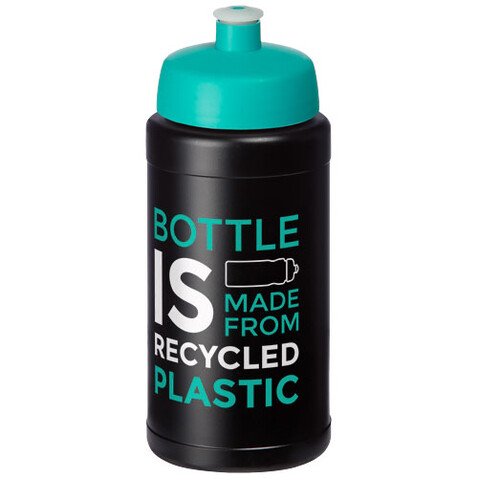 Baseline Recycelte Sportflasche, 500 ml, schwarz, aquablau bedrucken, Art.-Nr. 21044451 Baseline Recycelte Sportflasche, 500 ml, schwarz, aquablau bedrucken, Art.-Nr. 21044451