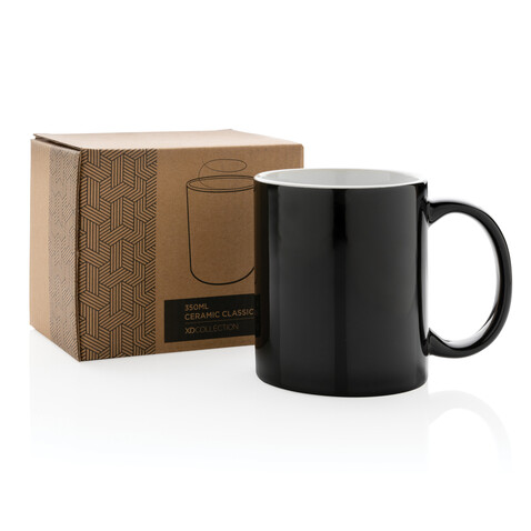 Basic Keramiktasse, 350ml schwarz bedrucken, Art.-Nr. P434.011