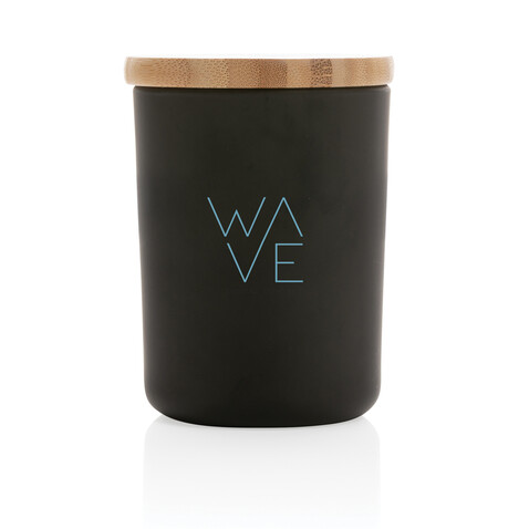 Ukiyo Deluxe parfümierte Kerze mit Bambusdeckel schwarz bedrucken, Art.-Nr. P262.941 Ukiyo Deluxe parfümierte Kerze mit Bambusdeckel schwarz bedrucken, Art.-Nr. P262.941