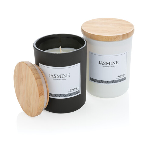 Ukiyo Deluxe parfümierte Kerze mit Bambusdeckel schwarz bedrucken, Art.-Nr. P262.941 Ukiyo Deluxe parfümierte Kerze mit Bambusdeckel schwarz bedrucken, Art.-Nr. P262.941