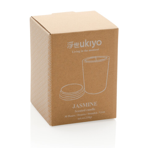 Ukiyo Deluxe parfümierte Kerze mit Bambusdeckel schwarz bedrucken, Art.-Nr. P262.941 Ukiyo Deluxe parfümierte Kerze mit Bambusdeckel schwarz bedrucken, Art.-Nr. P262.941