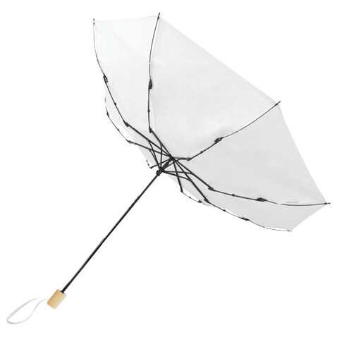 Birgit 21'' faltbarer winddichter Regenschirm aus recyceltem PET, weiss bedrucken, Art.-Nr. 10914501