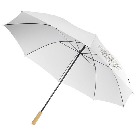 Romee 30'' windbeständiger Golfschirm aus recyceltem PET, weiss bedrucken, Art.-Nr. 10940901