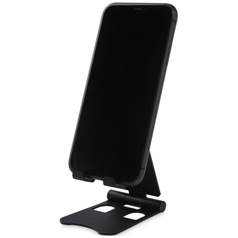 Klappbarer Smartphone Ständer aus Aluminium, schwarz bedrucken, Art.-Nr. 12419390 Klappbarer Smartphone Ständer aus Aluminium, schwarz bedrucken, Art.-Nr. 12419390