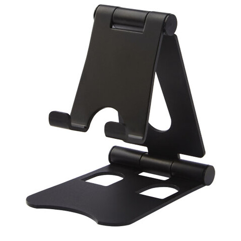 Klappbarer Smartphone Ständer aus Aluminium, schwarz bedrucken, Art.-Nr. 12419390 Klappbarer Smartphone Ständer aus Aluminium, schwarz bedrucken, Art.-Nr. 12419390