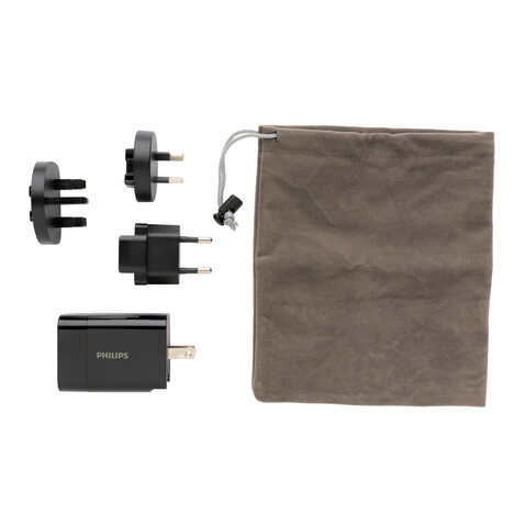Philips Ultra Fast PD Travel-Charger schwarz bedrucken, Art.-Nr. P301.181 Philips Ultra Fast PD Travel-Charger schwarz bedrucken, Art.-Nr. P301.181