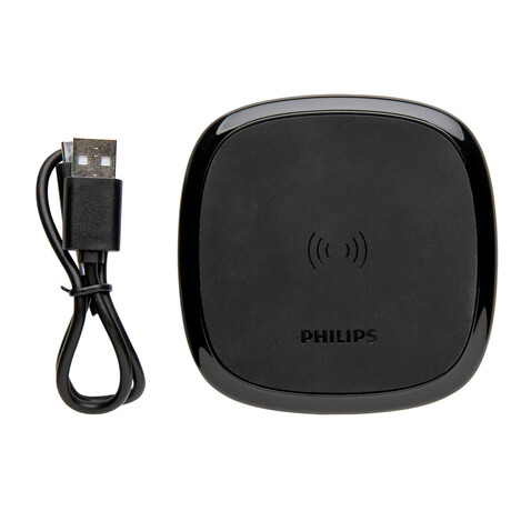 Philips 10W Qi Wireless-Charger schwarz bedrucken, Art.-Nr. P308.741 Philips 10W Qi Wireless-Charger schwarz bedrucken, Art.-Nr. P308.741