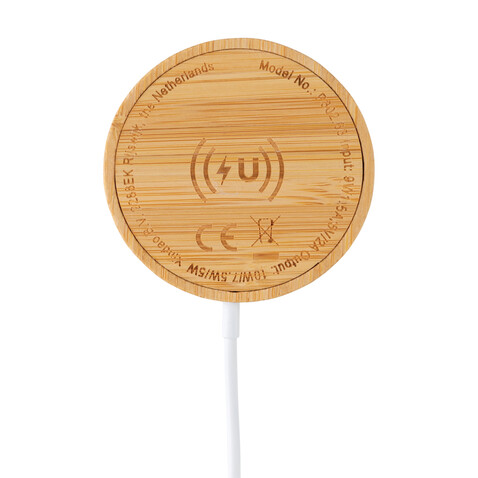 10W Bambus magnetischer Wireless Charger braun bedrucken, Art.-Nr. P302.639 10W Bambus magnetischer Wireless Charger braun bedrucken, Art.-Nr. P302.639