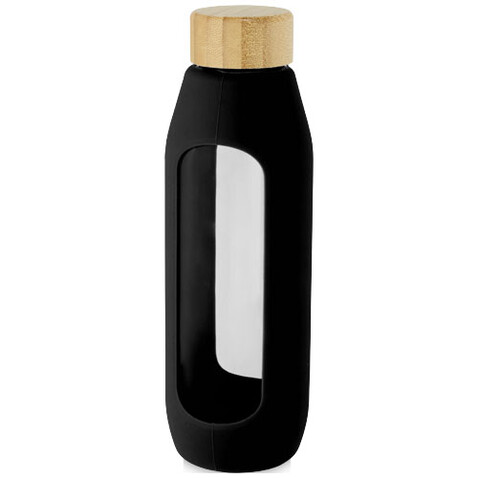 Tidan 600 ml Flasche aus Borosilikatglas mit Silikongriff, schwarz bedrucken, Art.-Nr. 10066690 Tidan 600 ml Flasche aus Borosilikatglas mit Silikongriff, schwarz bedrucken, Art.-Nr. 10066690