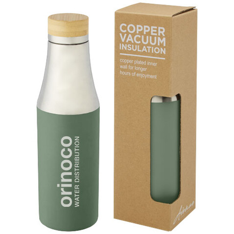 Hulan 540 ml Kupfer-Vakuum Isolierflasche mit Bambusdeckel, heather grün bedrucken, Art.-Nr. 10066762 Hulan 540 ml Kupfer-Vakuum Isolierflasche mit Bambusdeckel, heather grün bedrucken, Art.-Nr. 10066762