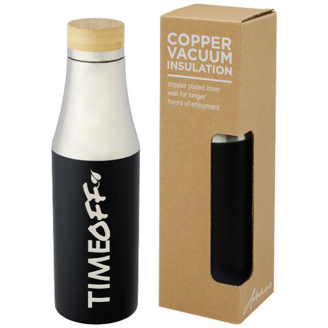 Hulan 540 ml Kupfer-Vakuum Isolierflasche mit Bambusdeckel, schwarz bedrucken, Art.-Nr. 10066790 Hulan 540 ml Kupfer-Vakuum Isolierflasche mit Bambusdeckel, schwarz bedrucken, Art.-Nr. 10066790