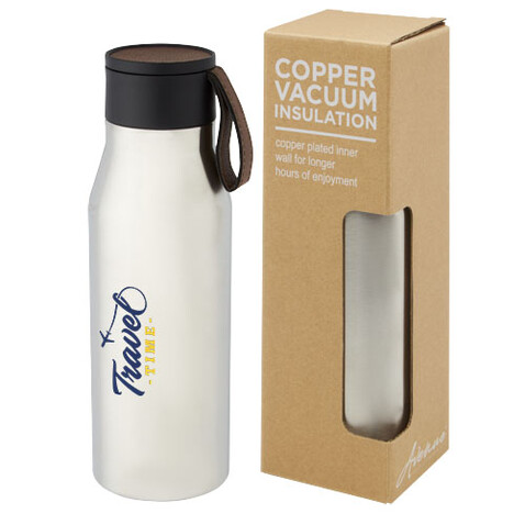 Ljungan 500 ml Kupfer-Vakuum Isolierflasche mit PU Kunststoffband und Deckel, silber bedrucken, Art.-Nr. 10066881 Ljungan 500 ml Kupfer-Vakuum Isolierflasche mit PU Kunststoffband und Deckel, silber bedrucken, Art.-Nr. 10066881