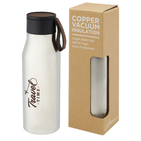 Ljungan 500 ml Kupfer-Vakuum Isolierflasche mit PU Kunststoffband und Deckel, silber bedrucken, Art.-Nr. 10066881 Ljungan 500 ml Kupfer-Vakuum Isolierflasche mit PU Kunststoffband und Deckel, silber bedrucken, Art.-Nr. 10066881