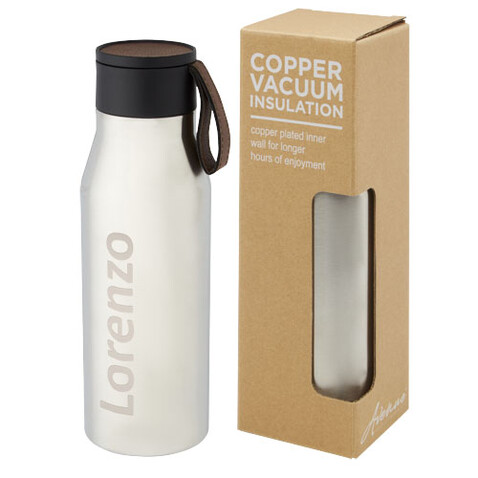 Ljungan 500 ml Kupfer-Vakuum Isolierflasche mit PU Kunststoffband und Deckel, silber bedrucken, Art.-Nr. 10066881 Ljungan 500 ml Kupfer-Vakuum Isolierflasche mit PU Kunststoffband und Deckel, silber bedrucken, Art.-Nr. 10066881