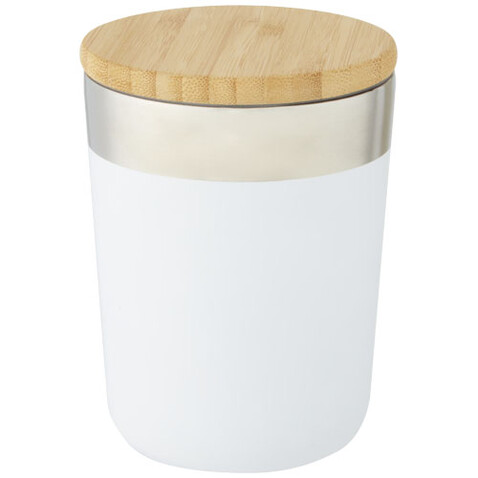 Lagan 330 ml Kupfer-Vakuum Isolierbecher mit Bambusdeckel, weiss bedrucken, Art.-Nr. 10067001 Lagan 330 ml Kupfer-Vakuum Isolierbecher mit Bambusdeckel, weiss bedrucken, Art.-Nr. 10067001