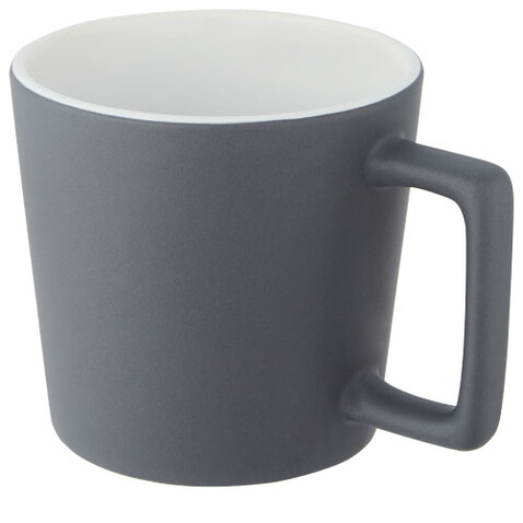 Cali 370 ml Keramiktasse mit matter Oberfläche, weiss, grau matt bedrucken, Art.-Nr. 10090001 Cali 370 ml Keramiktasse mit matter Oberfläche, weiss, grau matt bedrucken, Art.-Nr. 10090001