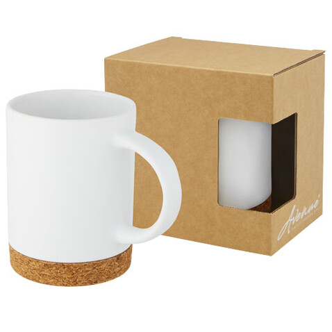 Neiva 425 ml Keramiktasse mit Korkboden, weiss bedrucken, Art.-Nr. 10090101 Neiva 425 ml Keramiktasse mit Korkboden, weiss bedrucken, Art.-Nr. 10090101