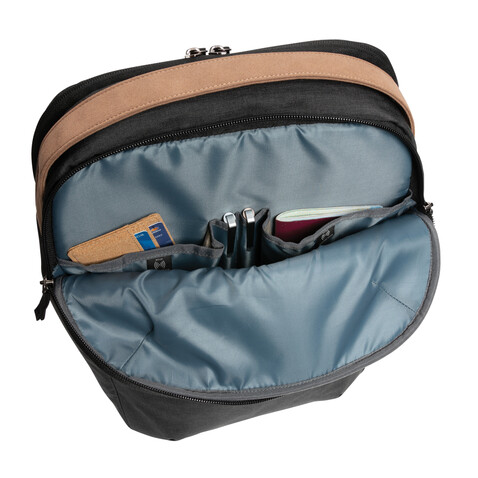 Impact AWARE™ 300D Two-Tone Deluxe 15.6" Laptop-Rucksack schwarz bedrucken, Art.-Nr. P762.911 Impact AWARE™ 300D Two-Tone Deluxe 15.6" Laptop-Rucksack schwarz bedrucken, Art.-Nr. P762.911