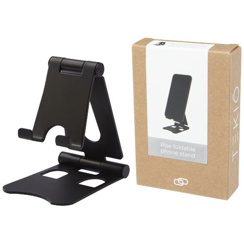 Klappbarer Smartphone Ständer aus Aluminium, schwarz bedrucken, Art.-Nr. 12419390 Klappbarer Smartphone Ständer aus Aluminium, schwarz bedrucken, Art.-Nr. 12419390