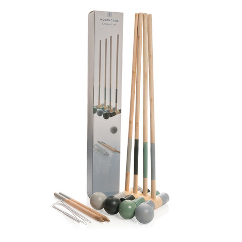 Krocket-Set aus Holz braun bedrucken, Art.-Nr. P453.539 Krocket-Set aus Holz braun bedrucken, Art.-Nr. P453.539