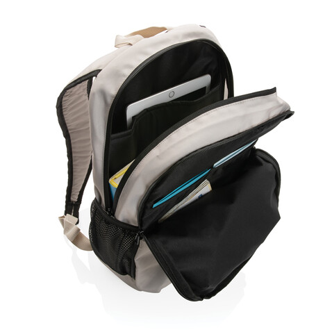 Impact AWARE™ 300D RPET Casual Rucksack weiß, orange bedrucken, Art.-Nr. P760.170 Impact AWARE™ 300D RPET Casual Rucksack weiß, orange bedrucken, Art.-Nr. P760.170