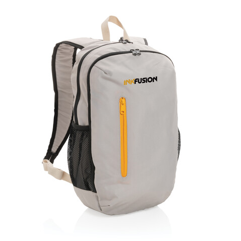 Impact AWARE™ 300D RPET Casual Rucksack weiß, orange bedrucken, Art.-Nr. P760.170 Impact AWARE™ 300D RPET Casual Rucksack weiß, orange bedrucken, Art.-Nr. P760.170