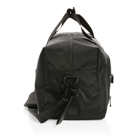 Swiss Peak AWARE™ RPET Voyager Wochenendtasche schwarz bedrucken, Art.-Nr. P707.121