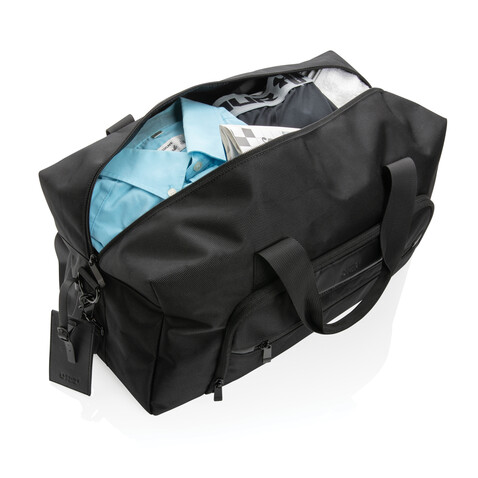 Swiss Peak AWARE™ RPET Voyager Wochenendtasche schwarz bedrucken, Art.-Nr. P707.121