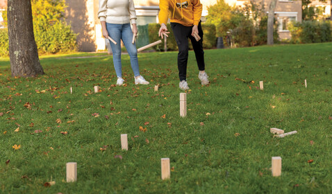 Kubb Outdoor Wurfspiel aus Holz braun bedrucken, Art.-Nr. P453.519 Kubb Outdoor Wurfspiel aus Holz braun bedrucken, Art.-Nr. P453.519