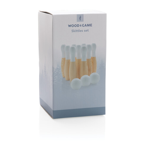 Kegel-Set aus Holz braun bedrucken, Art.-Nr. P453.549