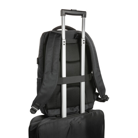 Swiss Peak AWARE™ RPET Voyager 15.6" Laptop Rucksack schwarz bedrucken, Art.-Nr. P762.881 Swiss Peak AWARE™ RPET Voyager 15.6" Laptop Rucksack schwarz bedrucken, Art.-Nr. P762.881