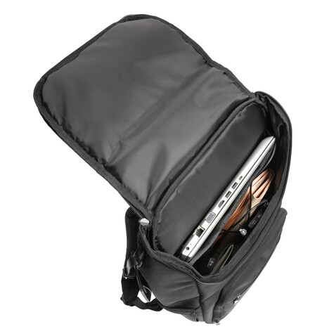 Swiss Peak AWARE™ RPET Voyager 15.6" Laptop Rucksack schwarz bedrucken, Art.-Nr. P762.881 Swiss Peak AWARE™ RPET Voyager 15.6" Laptop Rucksack schwarz bedrucken, Art.-Nr. P762.881
