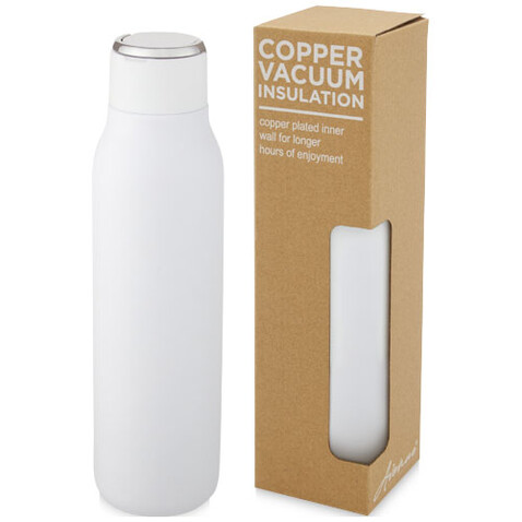 Marka 600 ml Kupfer-Vakuum Isolierflasche mit Metallschlaufe, weiss bedrucken, Art.-Nr. 10067201 Marka 600 ml Kupfer-Vakuum Isolierflasche mit Metallschlaufe, weiss bedrucken, Art.-Nr. 10067201