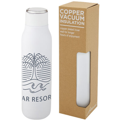 Marka 600 ml Kupfer-Vakuum Isolierflasche mit Metallschlaufe, weiss bedrucken, Art.-Nr. 10067201 Marka 600 ml Kupfer-Vakuum Isolierflasche mit Metallschlaufe, weiss bedrucken, Art.-Nr. 10067201
