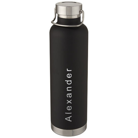 Thor 1 l Kupfer-Vakuum Isoliersportflasche, schwarz bedrucken, Art.-Nr. 10067390