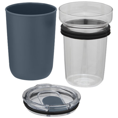 Bello 420 ml Glasbecher mit Außenwand aus recyceltem Kunststoff, eisblau bedrucken, Art.-Nr. 10067555 Bello 420 ml Glasbecher mit Außenwand aus recyceltem Kunststoff, eisblau bedrucken, Art.-Nr. 10067555
