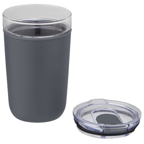 Bello 420 ml Glasbecher mit Außenwand aus recyceltem Kunststoff, grau bedrucken, Art.-Nr. 10067582 Bello 420 ml Glasbecher mit Außenwand aus recyceltem Kunststoff, grau bedrucken, Art.-Nr. 10067582