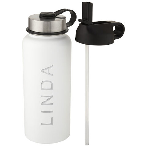 Supra 1 l Kupfer-Vakuum Isolierflasche mit 2 Deckeln, weiss bedrucken, Art.-Nr. 10068201 Supra 1 l Kupfer-Vakuum Isolierflasche mit 2 Deckeln, weiss bedrucken, Art.-Nr. 10068201