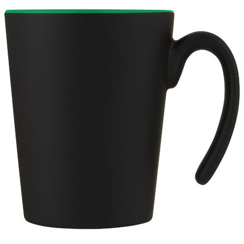 Oli 360 ml Keramikbecher mit Henkel, grün, schwarz bedrucken, Art.-Nr. 10068761 Oli 360 ml Keramikbecher mit Henkel, grün, schwarz bedrucken, Art.-Nr. 10068761