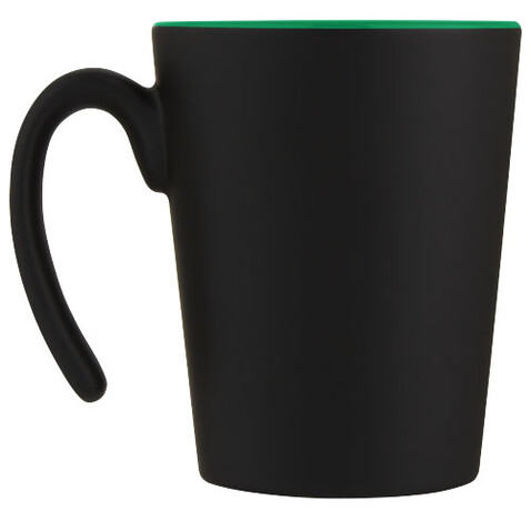 Oli 360 ml Keramikbecher mit Henkel, grün, schwarz bedrucken, Art.-Nr. 10068761 Oli 360 ml Keramikbecher mit Henkel, grün, schwarz bedrucken, Art.-Nr. 10068761