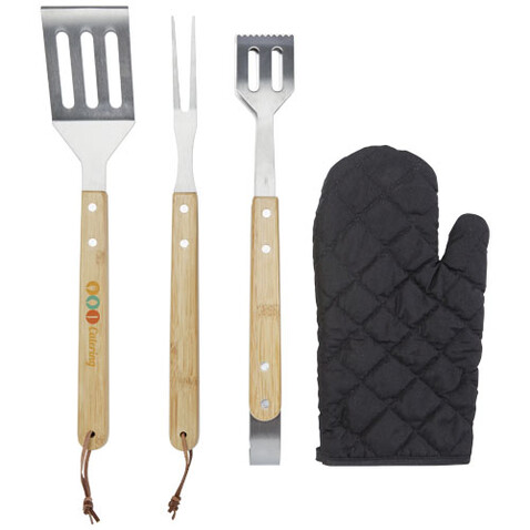 Gril 5-teiliges Grillset und Handschuh, schwarz bedrucken, Art.-Nr. 11326190